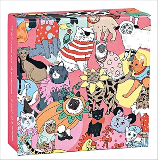 Fancy Dress Cats Mini FlipTop Notecard Box