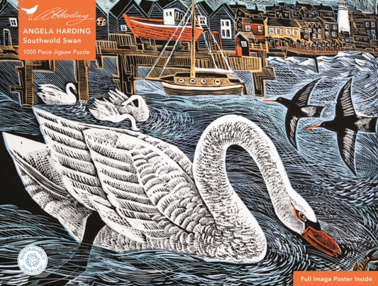 Adult Sustainable Jigsaw Puzzle Angela Harding: Southwold Swan: 1000-pieces. Ethical, Sustainable, Earth-friendly