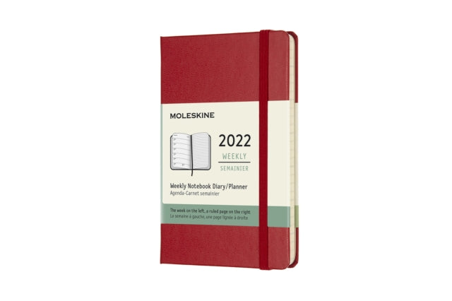 Moleskine 2022 12-Month Weekly Pocket Hardcover Notebook: Scarlet Red