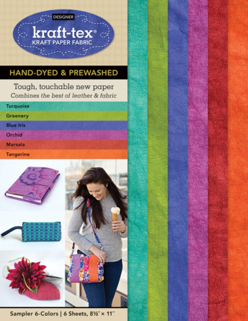 kraft-tex (R) Designer 6 Colours Sampler Pack, Hand-dyed & Prewashed: Kraft Paper Fabric