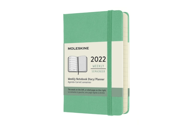 Moleskine 2022 12-Month Weekly Pocket Hardcover Notebook: Ice Green