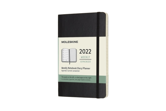 Moleskine 2022 12-Month Weekly Pocket Softcover Notebook: Black