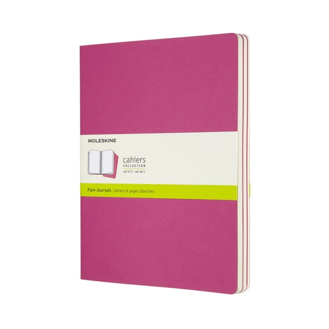 Set Of 3 Moleskine Extra Large Plain Cahier Journals: Kinetic Pink