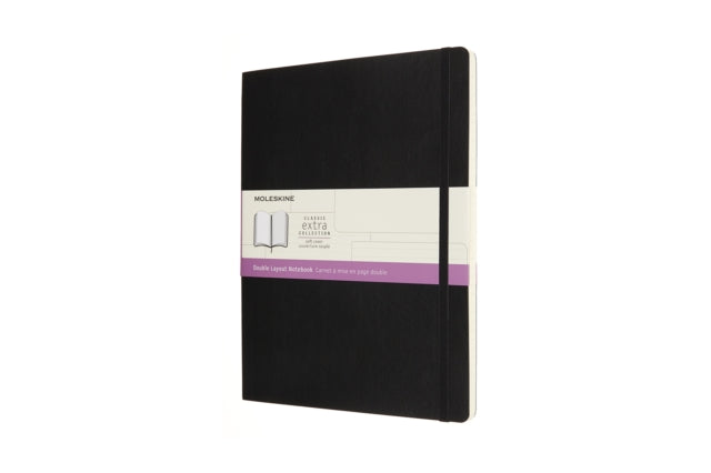 Moleskine Extra Large Double Layout Plain and Ruled Softcover Notebook: Black