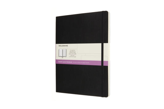 Moleskine Extra Large Double Layout Plain and Ruled Softcover Notebook: Black