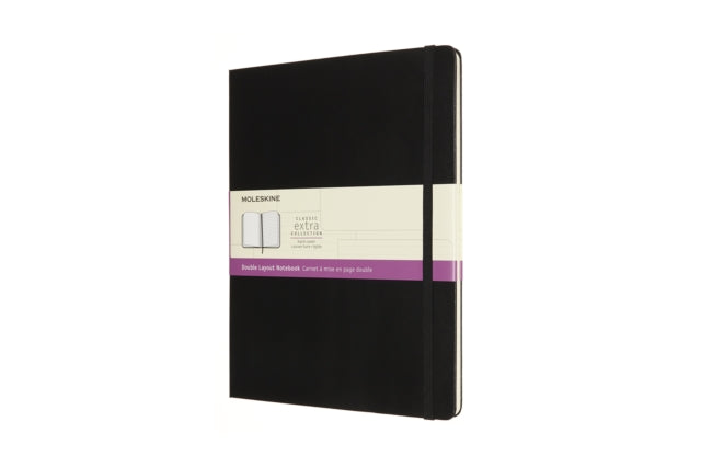 Moleskine Extra Large Double Layout Plain and Ruled Hardcover Notebook: Black