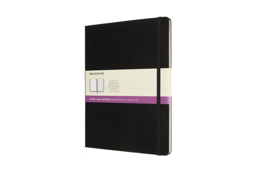 Moleskine Extra Large Double Layout Plain and Ruled Hardcover Notebook: Black