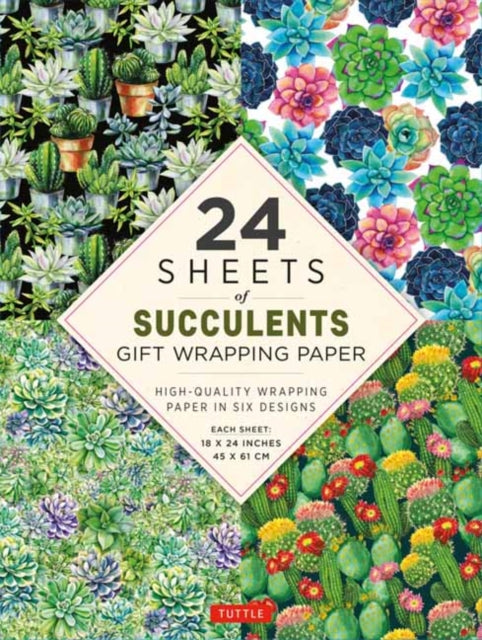 Succulents Gift Wrapping Paper - 24 sheets: High-Quality 18 x 24" (45 x 61 cm) Wrapping Paper