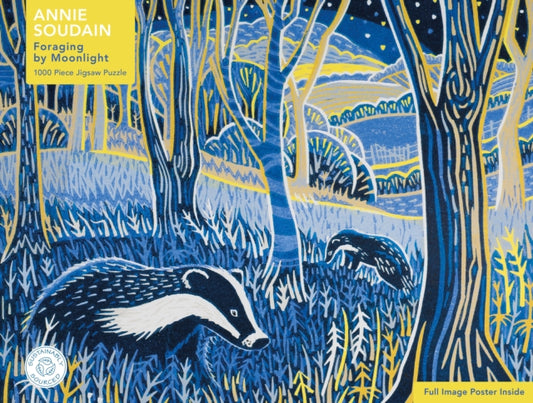 Adult Sustainable Jigsaw Puzzle Annie Soudain: Foraging by Moonlight: 1000-pieces. Ethical, Sustainable, Earth-friendly.