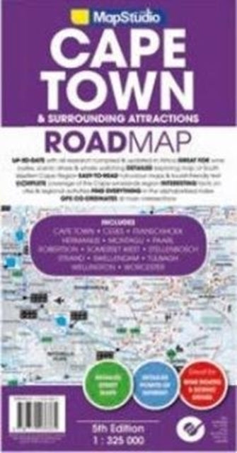folded,Road map Cape Town & surroundind attractions