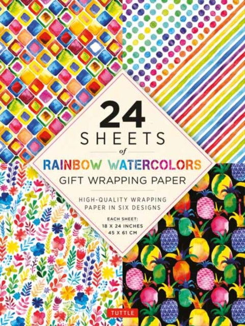 Rainbow Watercolors Gift Wrapping Paper - 24 sheets: High-Quality 18 x 24" (45 x 61 cm) Wrapping Paper